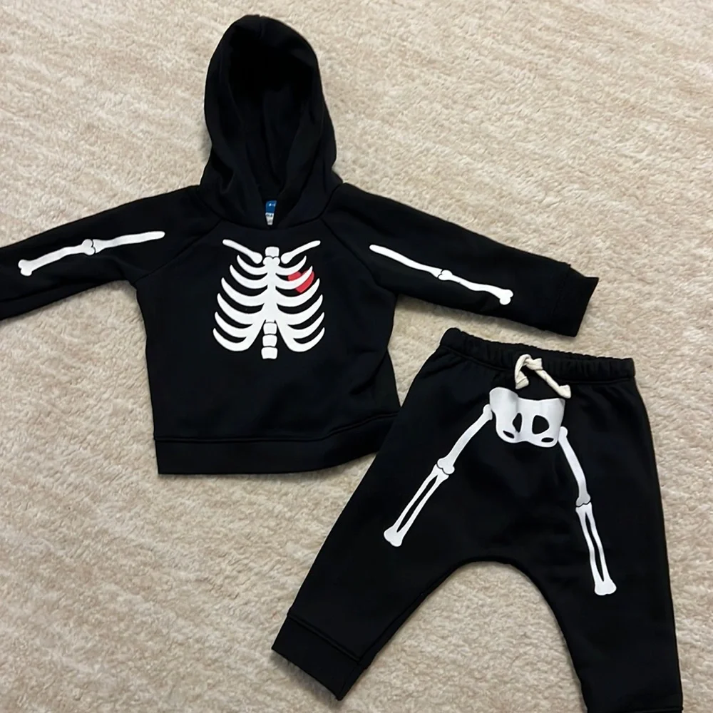Adorable Gender Neutral Old Navy Halloween Skeleton Two Piece Sweatsuit!